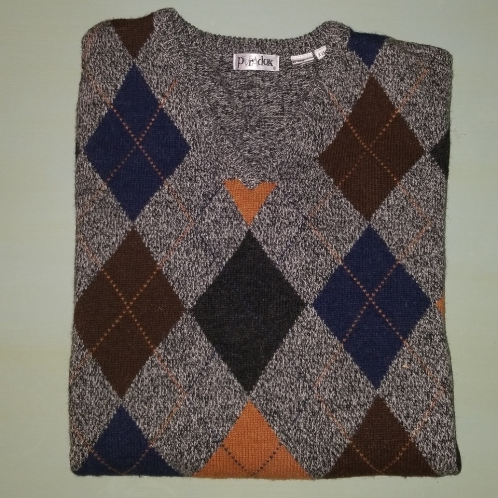 Lambswool V Neck Sweater Vest XXL Argyle